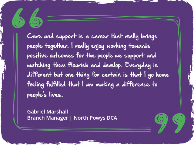 a quote from a service manager about care jobs at Voyage Care