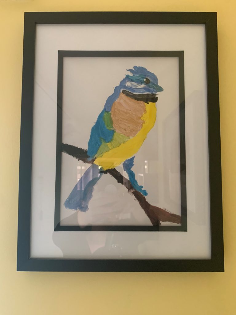 With her improving ability, Kathleen has now found a love for colouring and drawing. She recently drew and painted a bird that is framed on her bedroom wall as a reminder of just how far she has come!